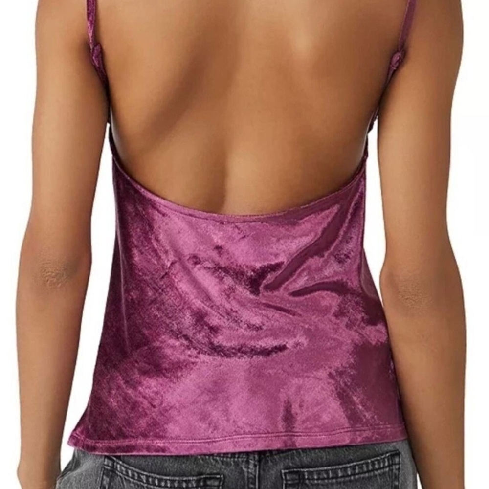Free People All Night Velvet Tunic in Rich Purple Fig Jam - Picture 2 of 4